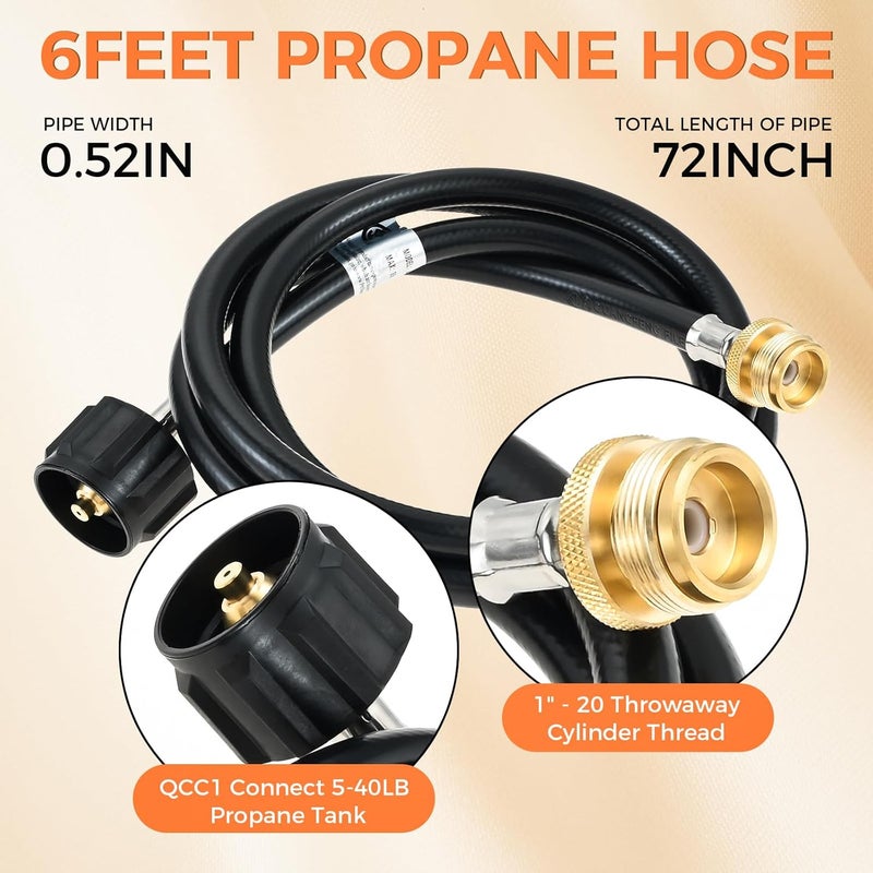 DRELD 29102349 Grill Regulator Control Valve with 6FT Propane Hose Adapter, Compatible with Charbroil Grill2Go X200 Portable TRU - Infrared Liquid Propane Gas Grill 2012 29103224A - Image 3